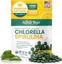 Les meilleurs comprimés de Chlorella Spiruline éclairés au soleil - Bio USDA, Premium Spiruline et Chlorella Comprimés 1000 Compte - Sun Chlorella Pure Natural Superfood avec des algues, des enzymes Chlorophylle et des protéines végétales