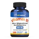 120 capsules de vitamine B1, fournissant 500 mg de benfotiamine, et est non-OGM, végétalien, et sans gluten