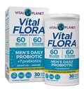 Planète Vital - Probiotiques de Flore Vital pour les hommes, 60 milliards CFU, 60 souches diverses, 7 prébiotiques organiques, Probiotique stable de la plate-forme quotidienne pour le soutien immunitaire, dégazage, santé digestive 30 capsules