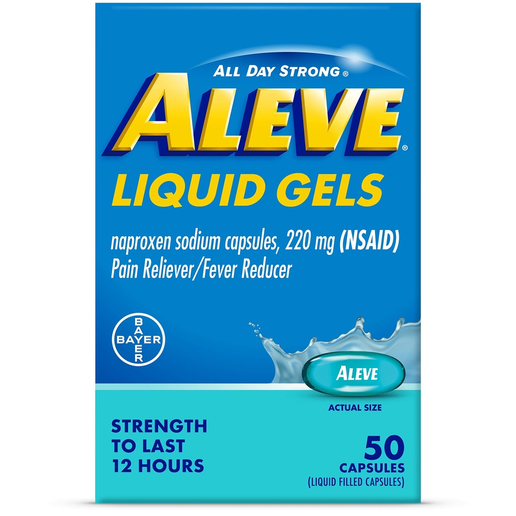 Aleve Liquid Gels, Naproxen Natrium for Pain Relief ‐ 50 Tellen