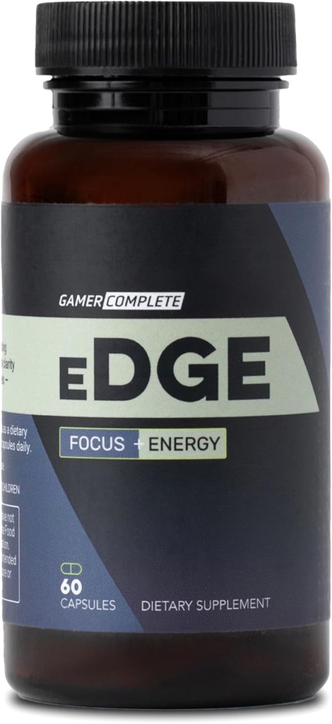 Edge, cerveau, énergie et supplément focus. Capsules nootropiques pour stimuler la performance, la concentration et le corps et l'esprit de carburant avec des vitamines pour la clarté mentale et l'énergie 60 Capsules