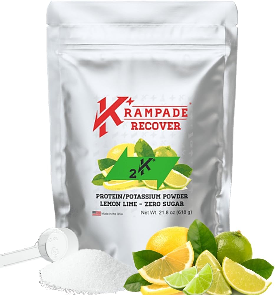 Krampade Wei Proteïne Elektrolyten Poeder 30g Proteïne & 7g BCAA + 2.000mg Kaliumsupplement + Magnesium 