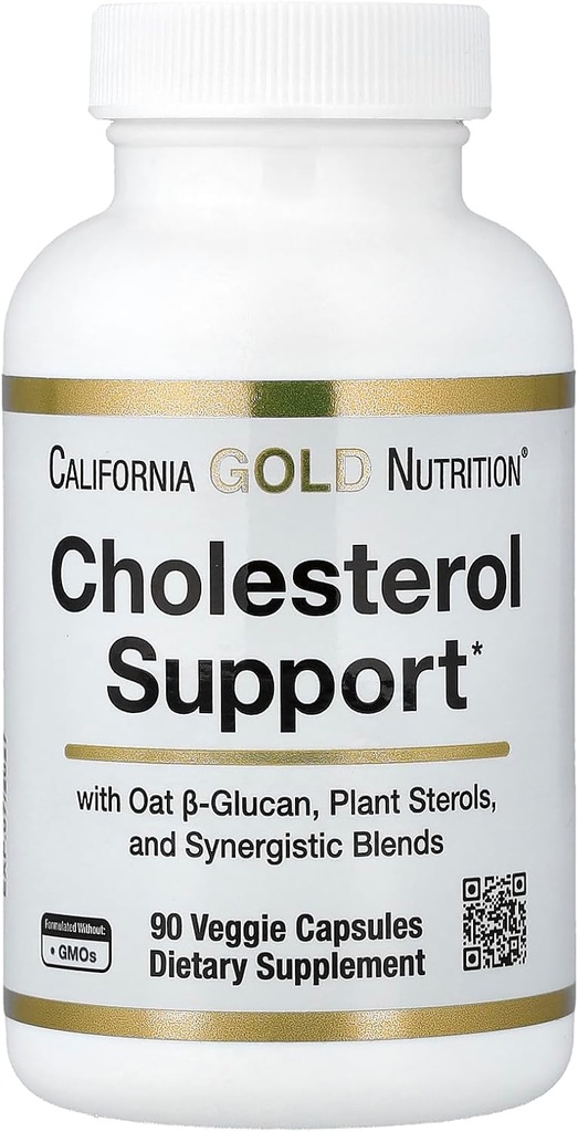 California Gold Nutrition Cholesterol Ondersteuning met Haver ß-Glucan Concentraat, Plant Sterols, Veggie & Digestief Blend, 90 Veggie Capsules