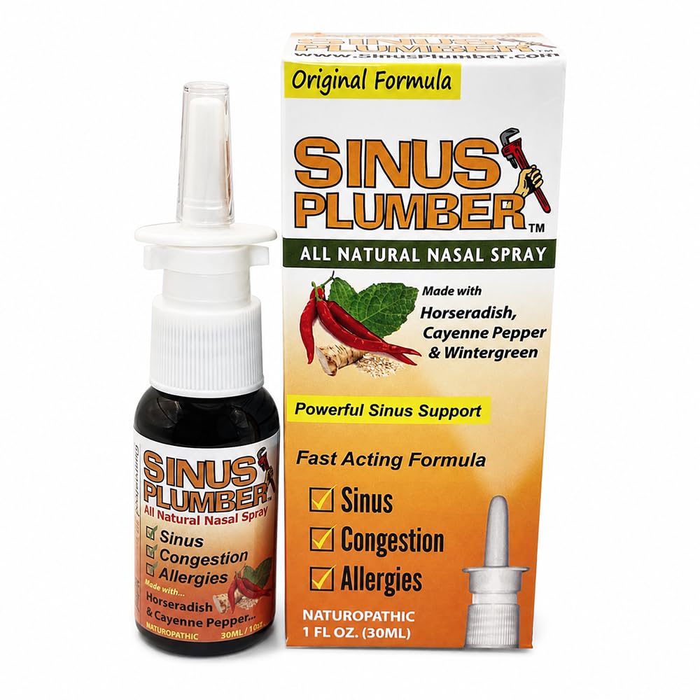 Sinus Plumber Pepper Nasal Spray, Allergie en Sinus Relief, Congestie, Hoofdpijn, 1 fl oz