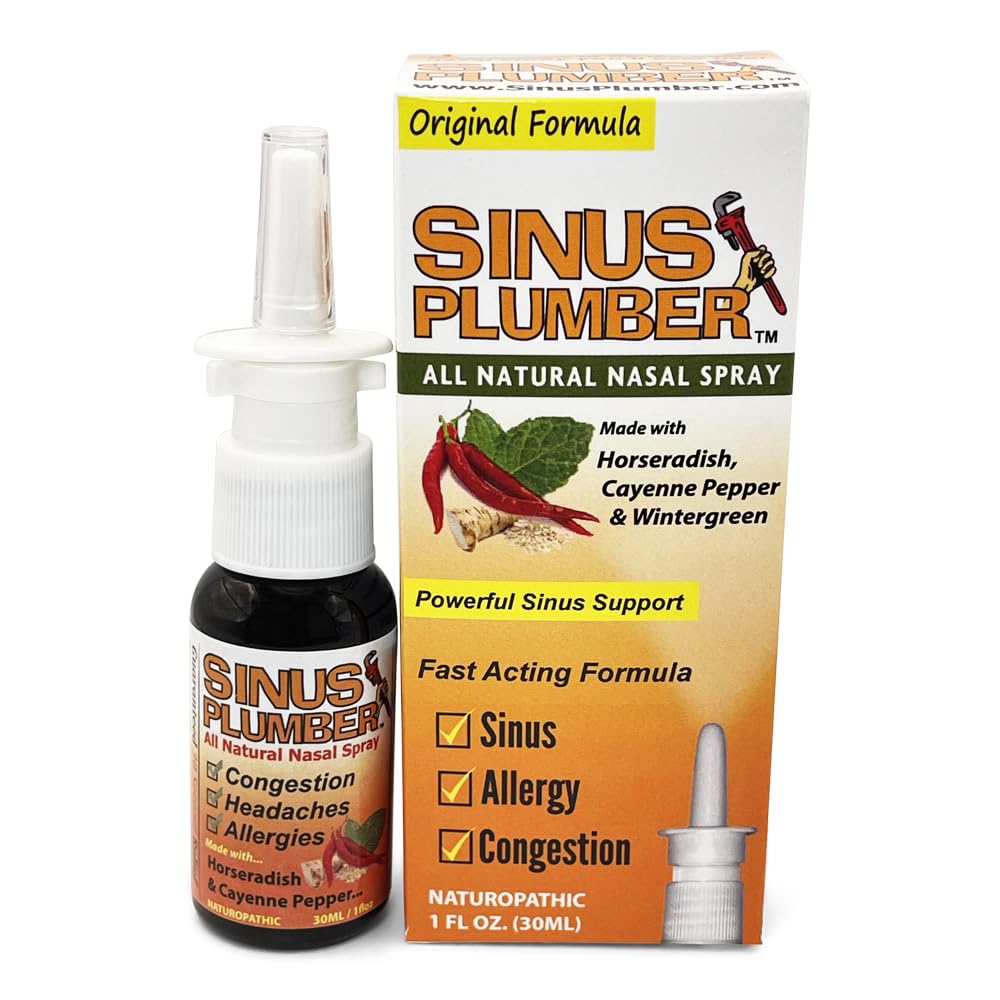 Sinus Plumber Pepper Nasal Spray, Allergie en Sinus Relief, Congestie, Hoofdpijn, 1 fl oz