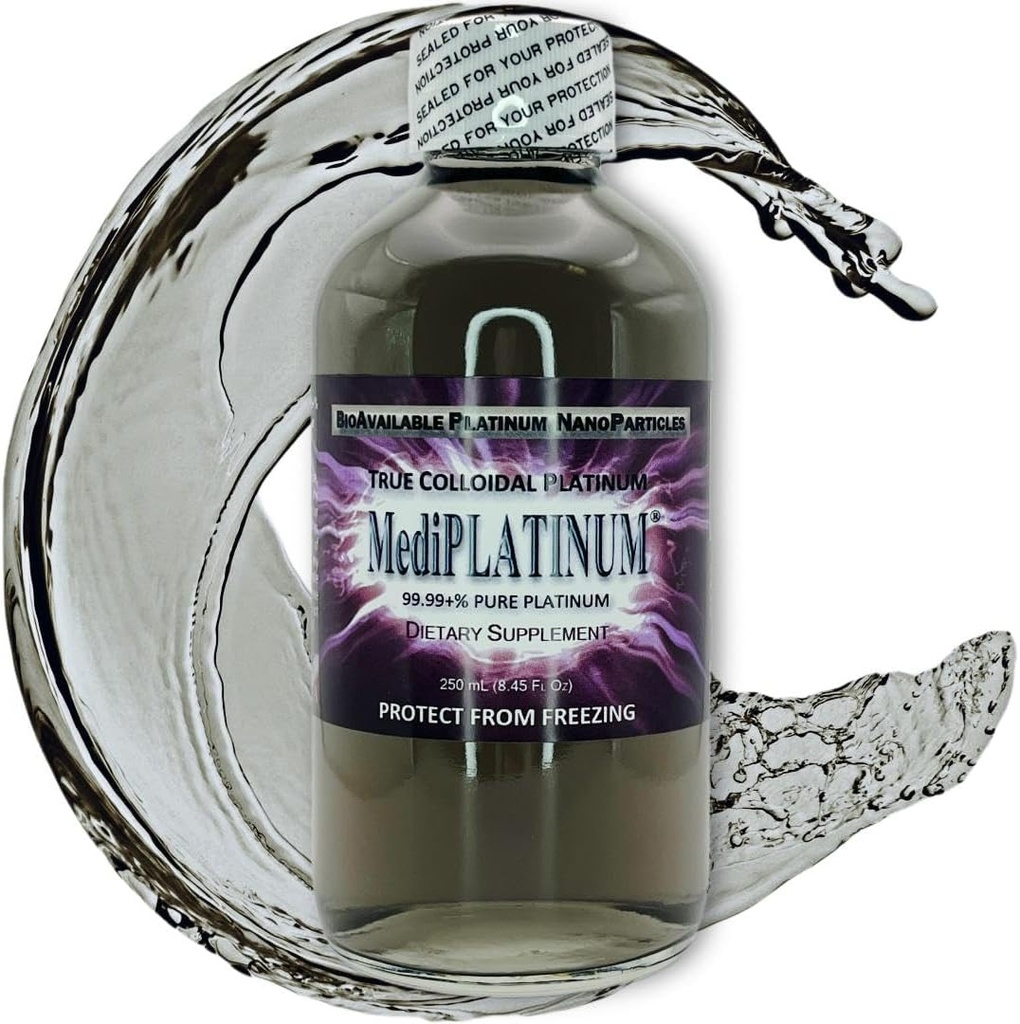 MediPLATINUM Gut Booster True Colloïdaal Platinum PtNP Voedingssupplement - 250 ml (8,45 Fl Oz) in helder glazen fles