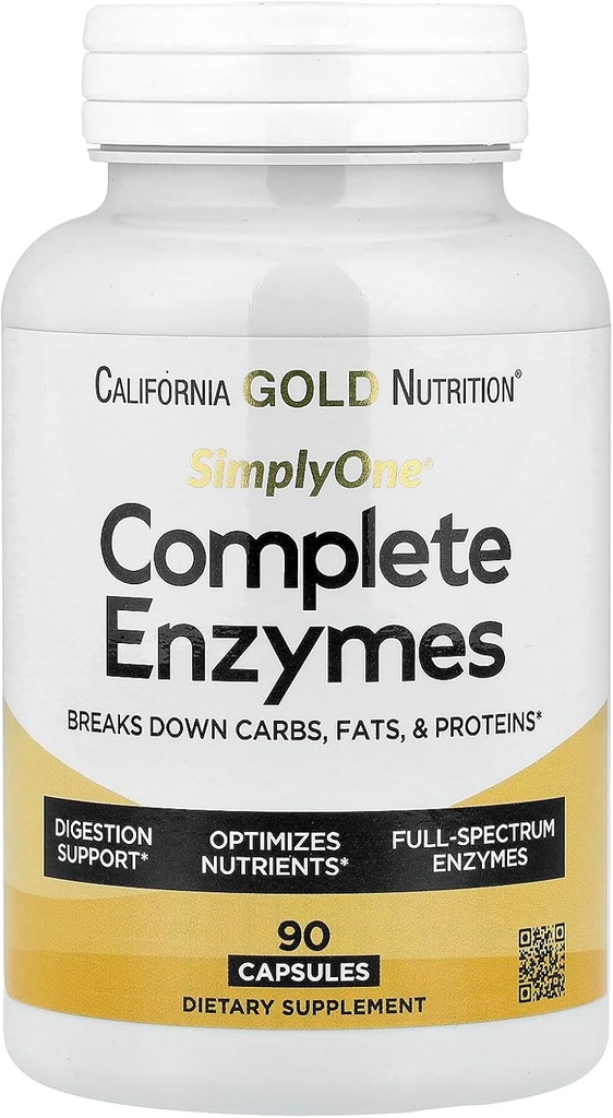 SuperNutrition Simply One Complete Enzyme Spectrum, Digestie Ondersteuning, Verpakking mei Vary, 90 Telling, 10033739001243
