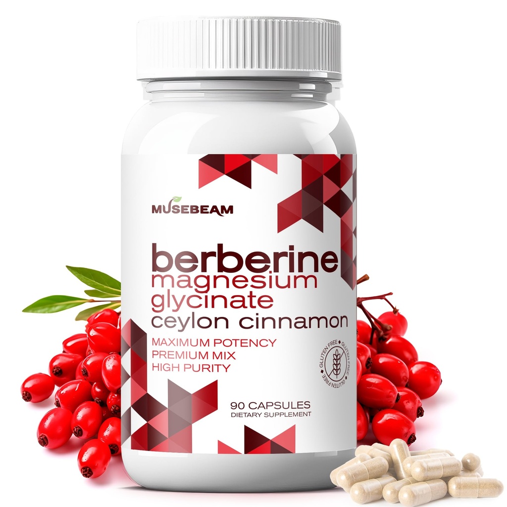Berberine HCL Magnesium Glycinate Supplement - 1800mg Hoge zuiverheid Capsules met Ceylon Cinnamon - Vegan Friendly Non-GMO Glutenvrije Suikervrije pil voor mannen Vrouwen