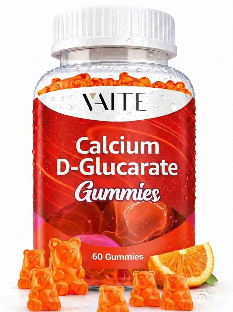 Calcium D-Glucarate Gummies 1000mg - Supplément de nettoyage CDG pour les hommes et les femmes, Hormone Métabolism Balance & Ménopause Supports, Non-OGM, Vegan, Sans gluten, Sans soya, 60 Gummy Chewables