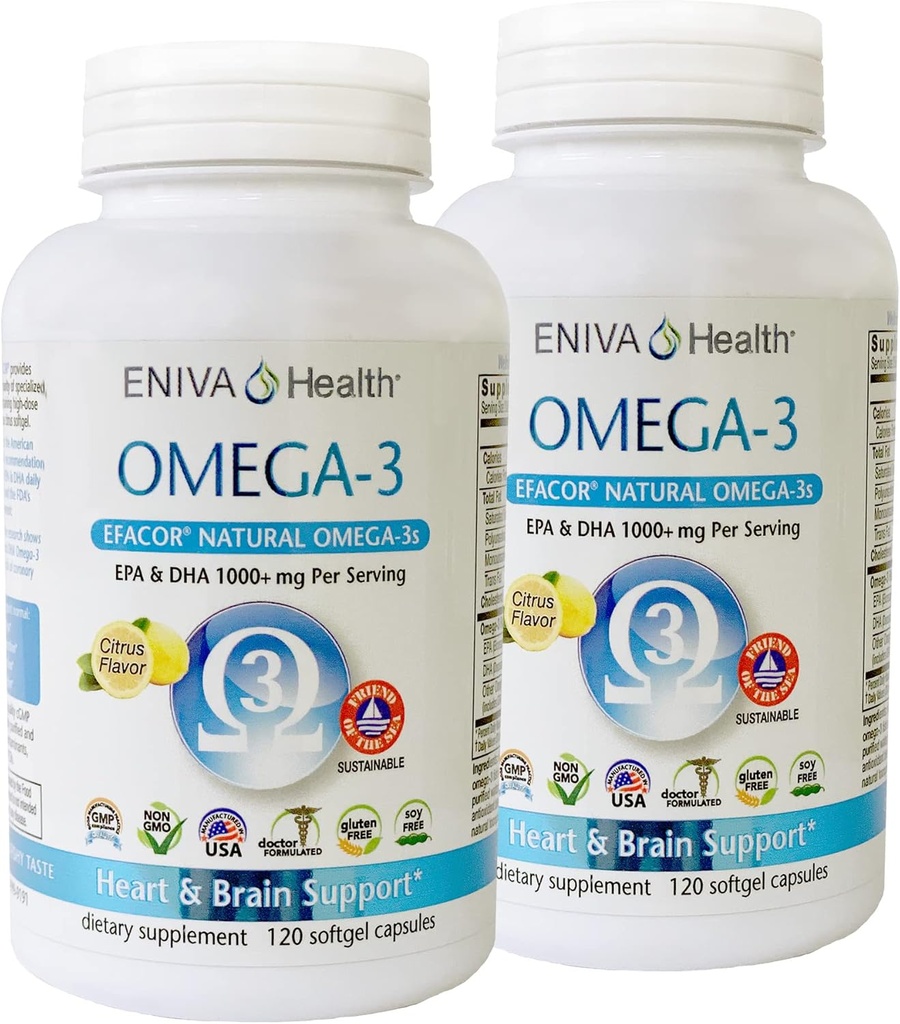 Eniva Omega-3 Visolie Hoge EPA/DHA Premium Visolie Dagelijks supplement 2 Pack (240 caps)