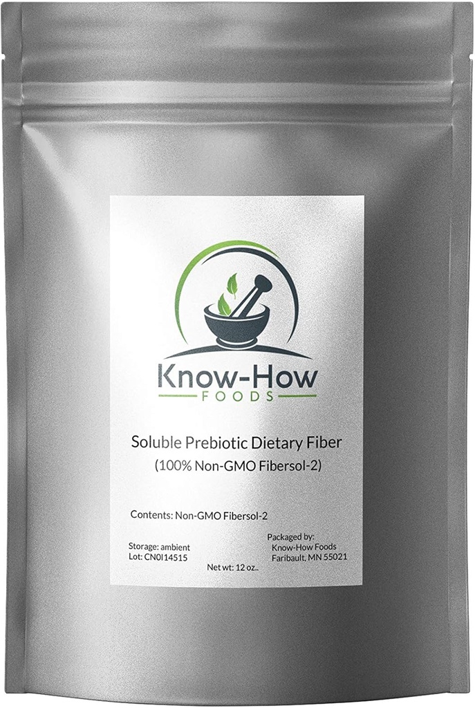 Know-How Foods Prebiotic Dietary Fiber (Non-GMO) 100% gemaakt met Fibersol-2: 12 oz Pouch