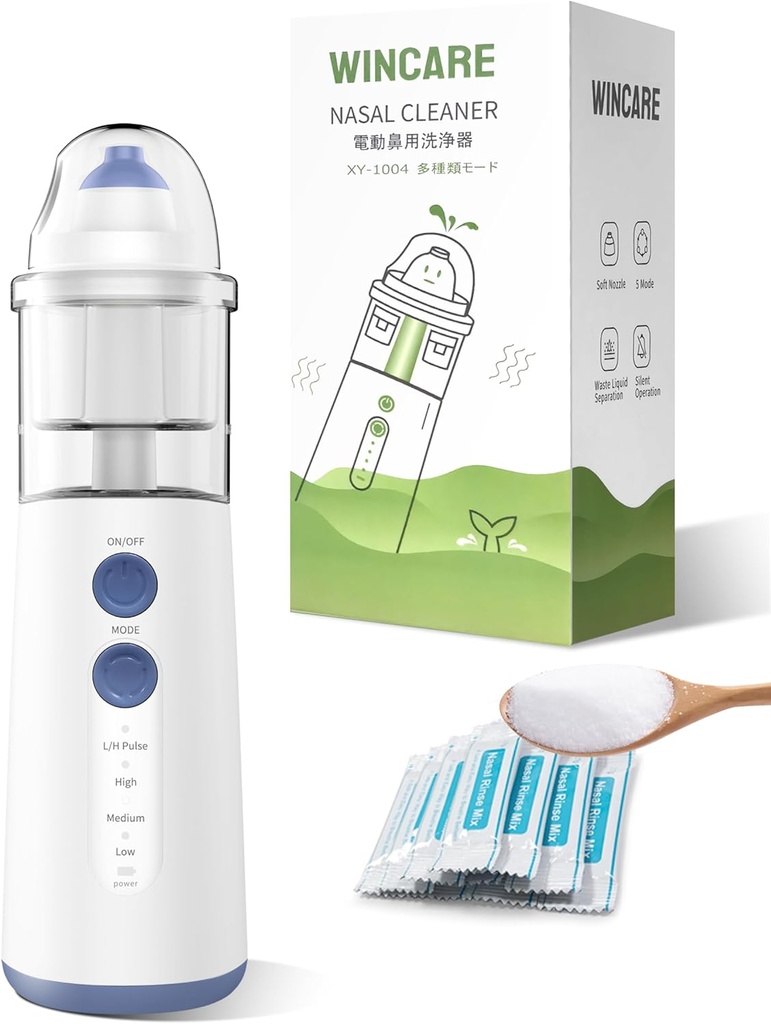 Soin nasal pour le nettoyage du nez du sinus, kit de rinçage du sinus avec 10 sachets de sel, système d'irrigation nasale portable pour les enfants et les adultes, alternative de nettoyage du sinus alimenté au pot de Neti(Blue
