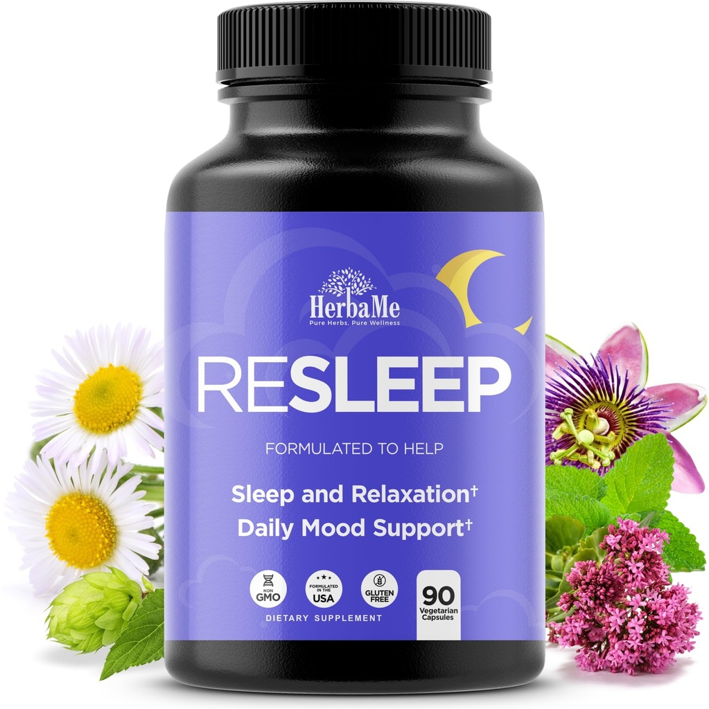Sleep Aid Support Supplement - Melatonine Gratis Formule met Magnesium, Valeriaan, Kamille, Apigenin, helpt rustgevende slaap en ontspanning, Geen Grogginess Slaappillen