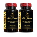 L-LYSINE Aminozuur Supplementen - Lysine supplement ondersteunt gezonde Lip en Orale Weefsel, Aminozuur Lysine Hydrochloride, Stikstofbalans - 2 Flessen 200 Tellen