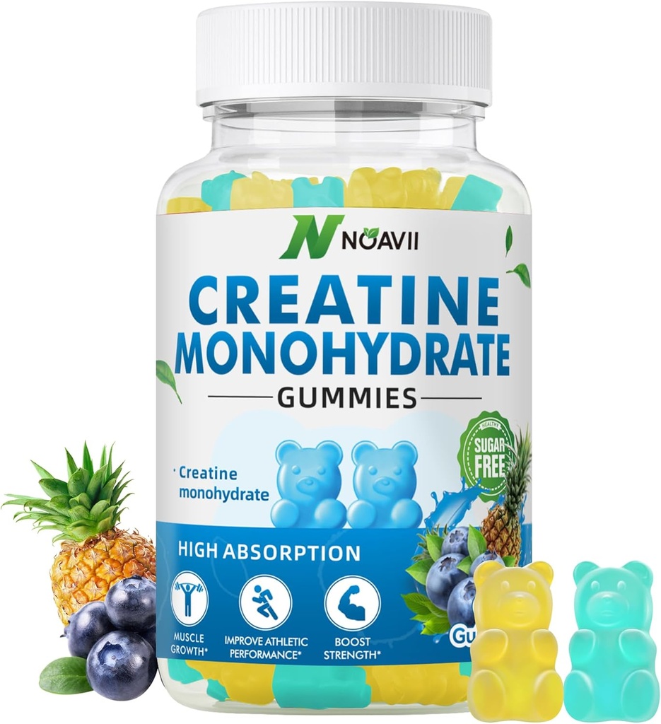 Monohydrate de créatine 5000mg pour les hommes et les femmes, Chewables Monohydrate de créatine pour la force musculaire, constructeur musculaire, booster l'énergie, supplément de pré-entraînement(90 comte)-Ananas de myrtille