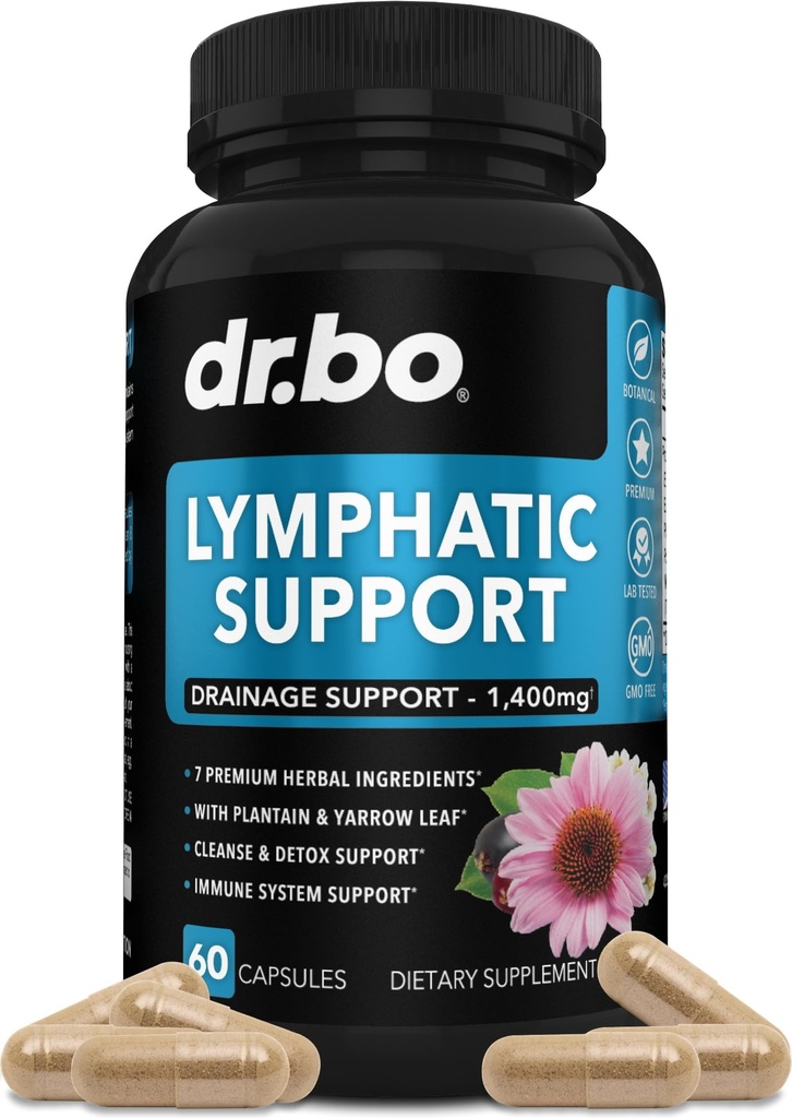 Suppléments de drainage lymphatiques Pills - Support Lymphatique Total produits de nettoyage à base de plantes avec Echinacea Supplément de soutien du système Lymph pour les jambes et le cou - Drainage du système de nettoyage des ganglions lymphatiques