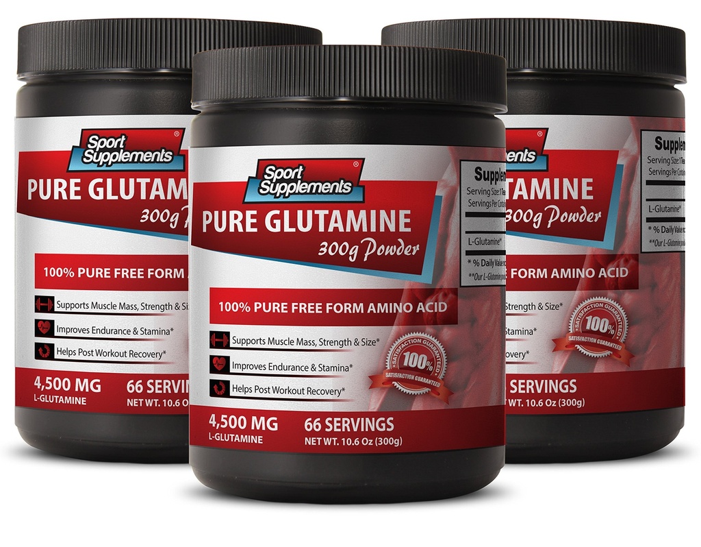 Hersenen en geheugen Booster - Pure GLUTAMINE Poeder 4.500MG - Immune Support, glutamine Poeder Supplement, Energy Booster Supplementen, l glutamine pre Workout, l glutamine Post Workout 3 Fles (900g)