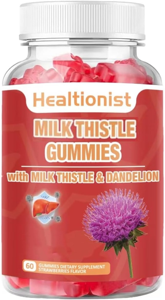 Milk Thistle Gummies for Liver Cleanse, Detox & Repair Fatty Liver Formula Gummies, Milk Thistle Extract 