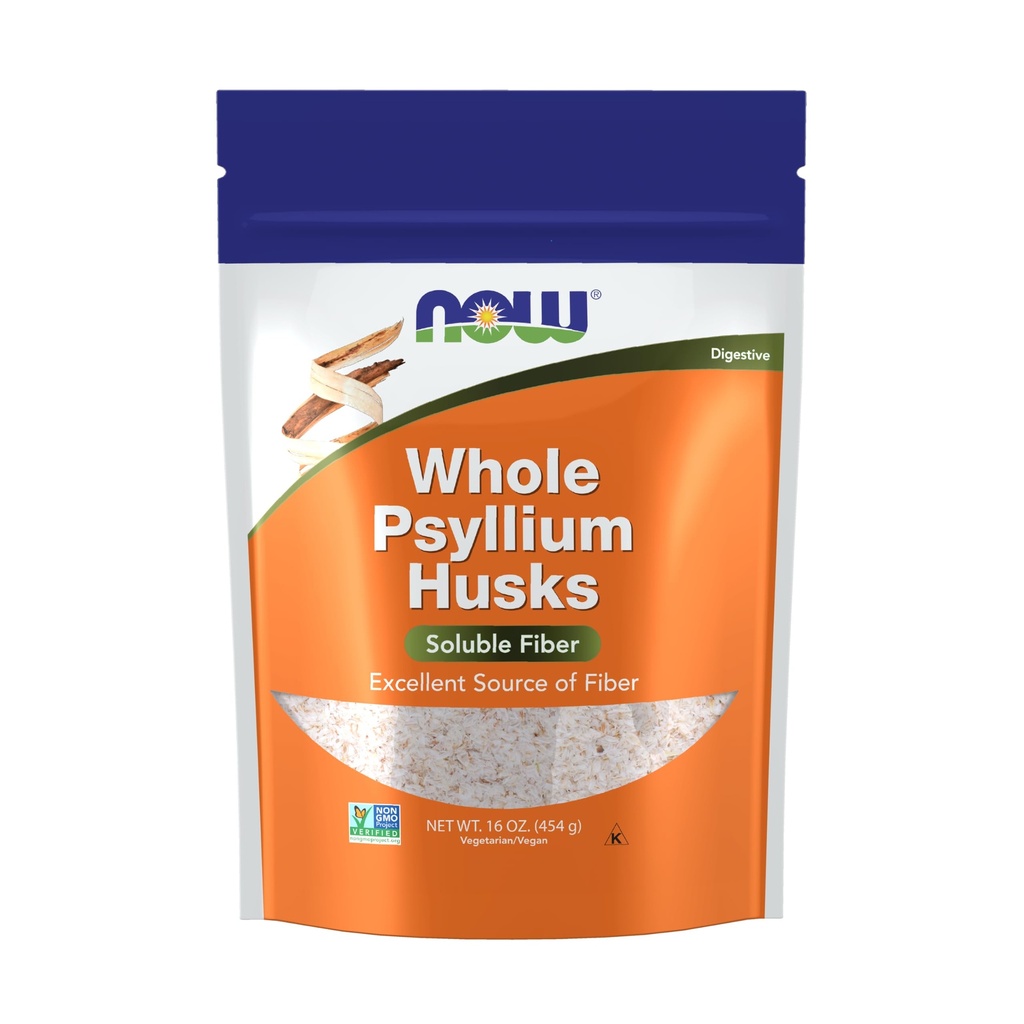 NOW Foods Supplements, Whole Psyllium Husks, Non-GMO Project geverifieerd, Oplosbare vezel, 16-Ounce