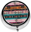 Horse Print Gedrukt Ronde pil Organizer met 3 Compartments, Portable Mini Pill Box Pill Case voor Geneeskunde, Vitamine, Visolie, Supplementen