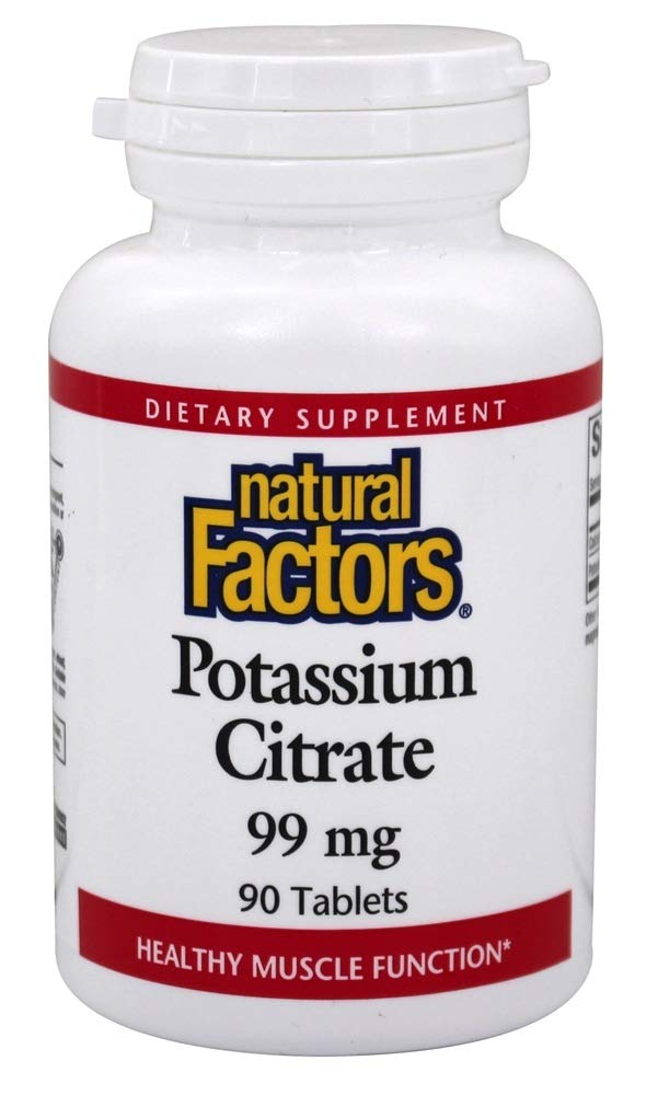 Natuurlijke factoren - Kalium citraat 99mg, ondersteunt gezonde spieren, zenuwen & hart, 90 tabletten