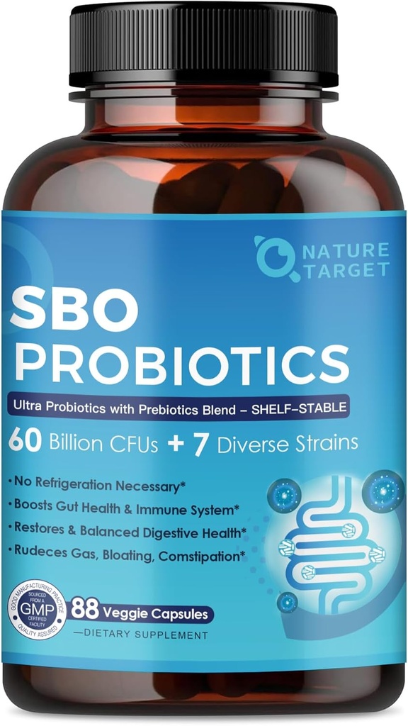 Probiotica voor vrouwen & mannen Digestieve gezondheid,60 miljard CFUs Spore Probiotica met prebiotica voor Immune, Gut Health, SBO Probiotica Ondersteuning Occasional Constipatie, Gas & Bloating, 88 Veggie Capsules