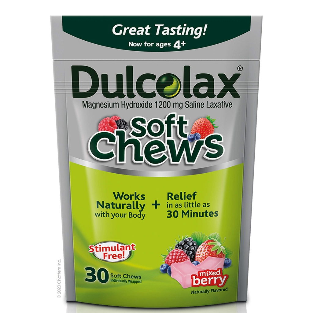 Dulcolax Zachte Kauwen Saline Laxative gemengde bes (60ct & 30ct) 1200mg Magnesiumhydroxide Voorzichtige constipatie Verlichting