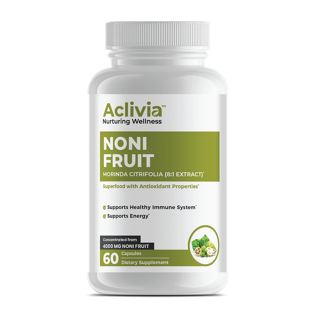 Biologische Hawaiian Noni Fruit Capsules 4000 mg - Morinda Citrifolia Supplement - Non-GMO, Glutenvrije, VS Made, Geen kunstmatige additieven (60 Tel)