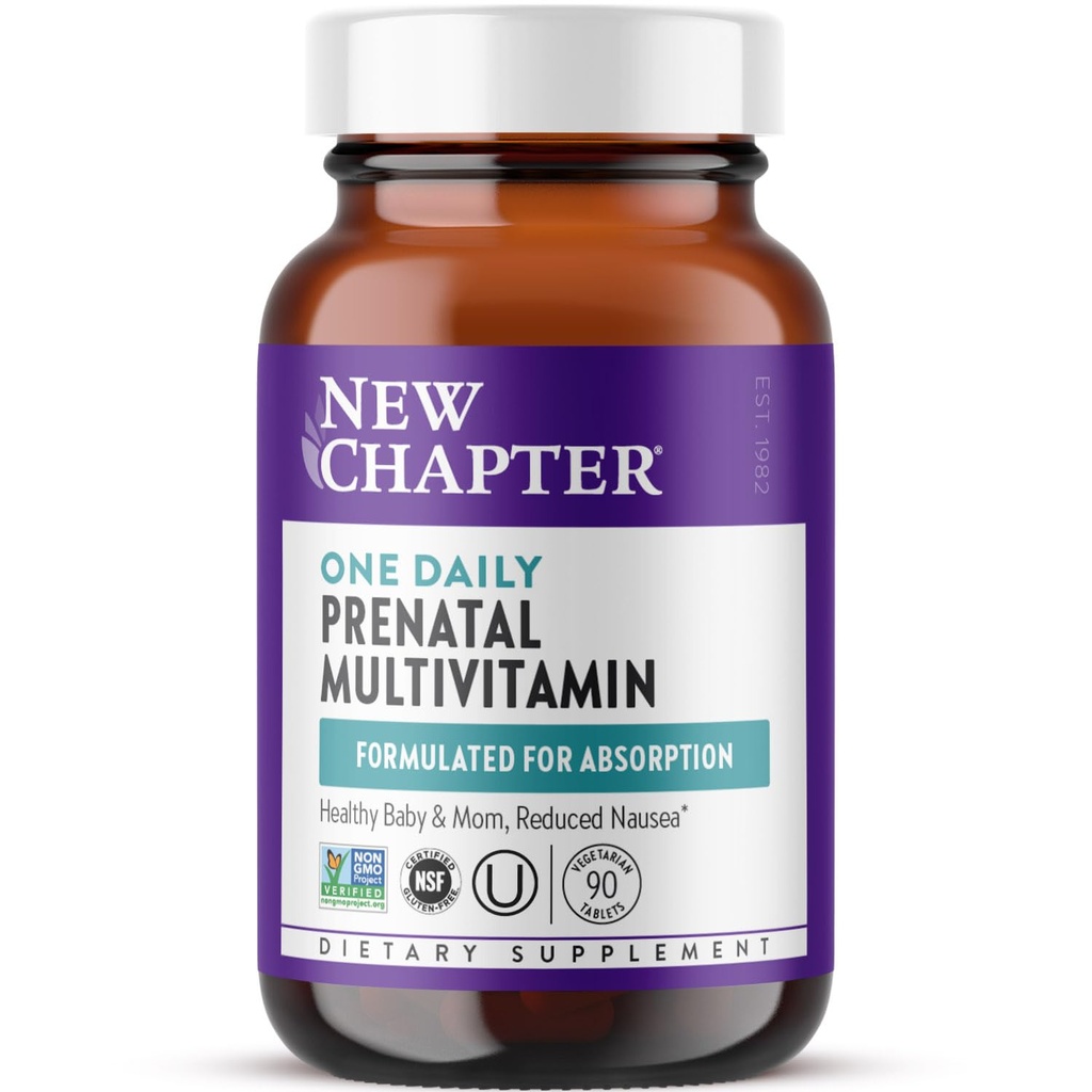 Nieuw hoofdstuk Prenatale vitamines, één dagelijkse prenatale multivitamine met methylfolaat + Choline voor gezonde moeder & baby, Glutenvrij & niet-GMO, 90 Tel.