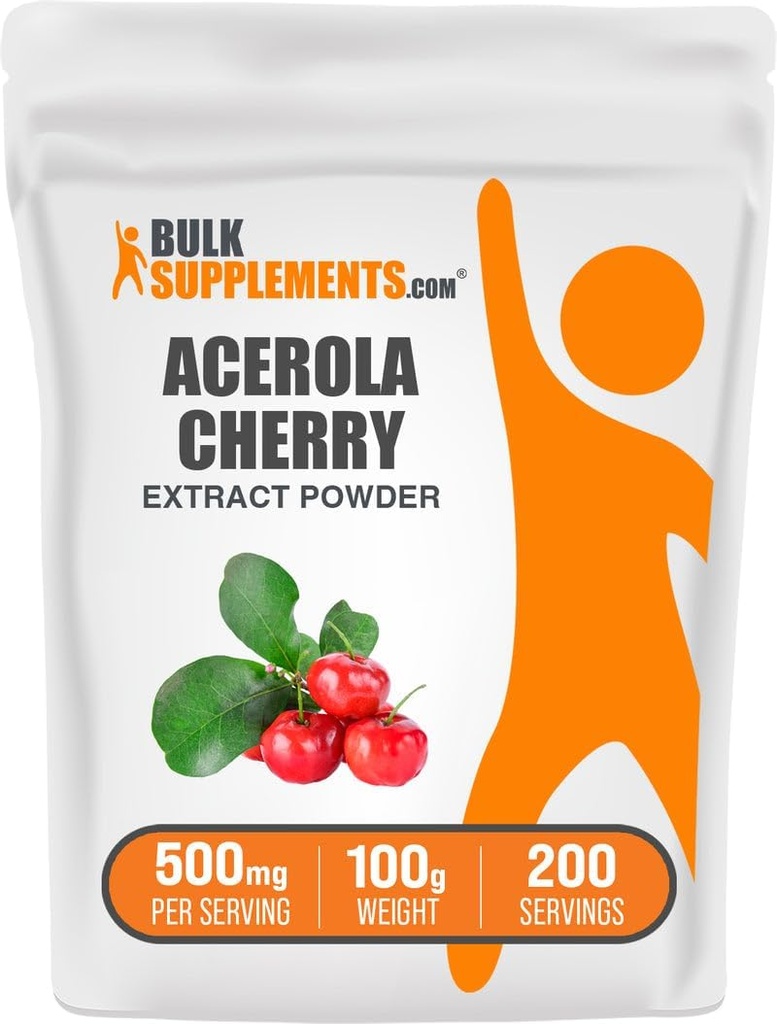 BulkSupplements.com Acerola Cherry Extract Powder - Natural Vitamine C Supplement, Acerola Cherry Powder - Vegan & Glutenvrij, 500mg per portie, 100g (3,5 oz) (pakket van 1)