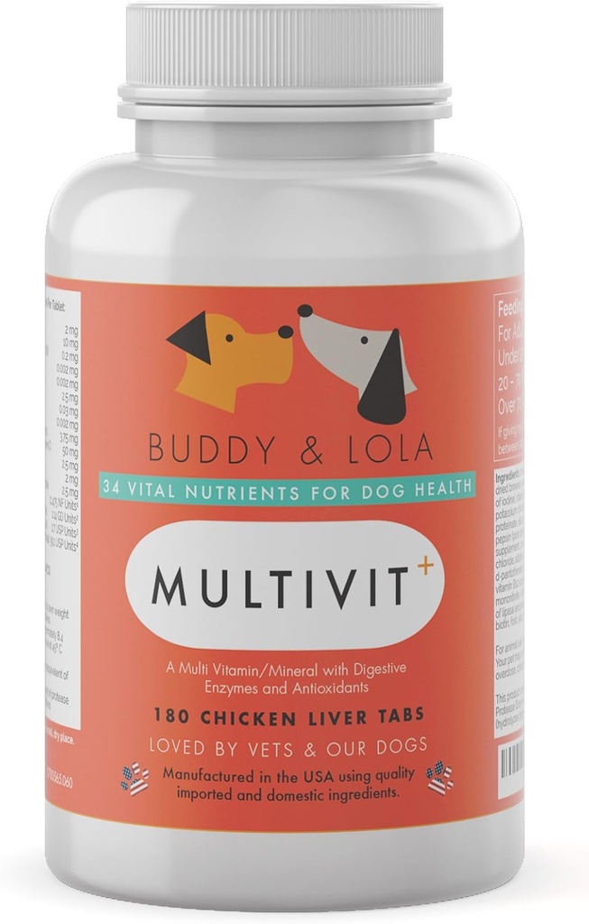 Multivitamine voor honden Geavanceerde dagelijkse supplementen om de gezondheid van hond multivitaminen, voedingsstoffen, calcium, spijsverteringsenzymen en antioxidanten 180 Kippen Lever smaak kauwtabletten