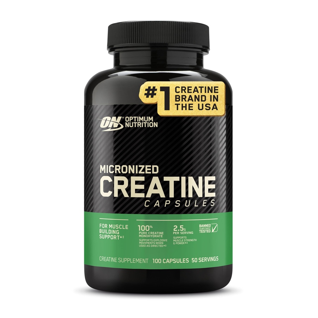 Optimale voeding Micronized Creatine Monohydraat Capsules, Keto Friendly, 2500mg, 100 Capsules