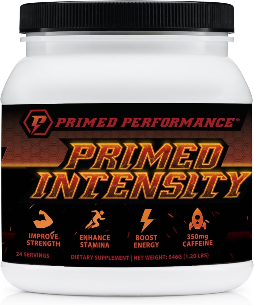 Supplément pré-entraînement d'intensité Primed - Tout naturel - Beta-Alanine, Caféine, Créatine, Citrulline, NO Booster (24 portions) (Lémonade aux framboises)