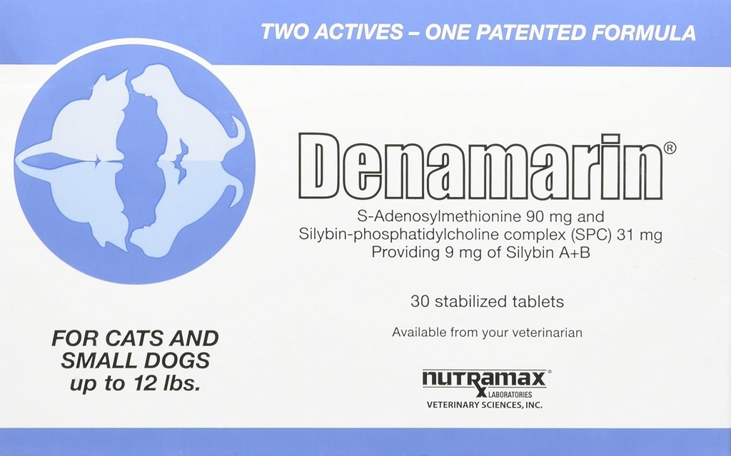 Nutramax Laboratories Denamarin Liver Health Supplement for Small Dogs and Cats - with S-Adenosylmethionine (SAMe) and Silybin, 30 Tablets