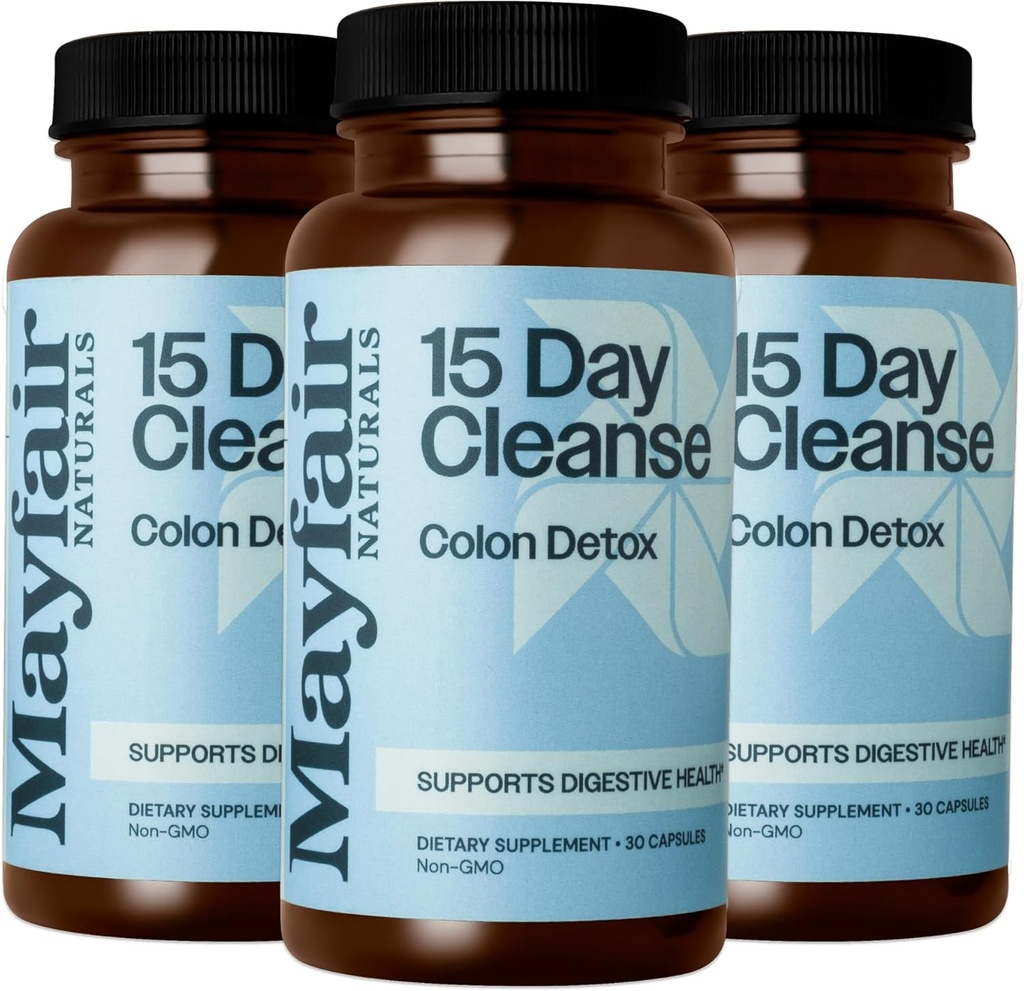 15 dagen Reiniging Colon Detox (3 Pack), Dieetsupplement, 30 Capsules Elke (90 Totaal), Natuurlijke Laxatief voor Constipatie en Digestieve Gezondheid Supplement
