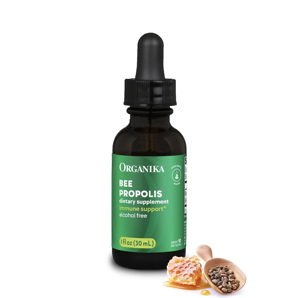 Organika Bee Propolis Tinctuur 1 oz: Vegan Propolis Extract - Keel en ademen - vrij van gluten, GGO, & kunstmatige smaken - 10 dagen Prop druppels levering