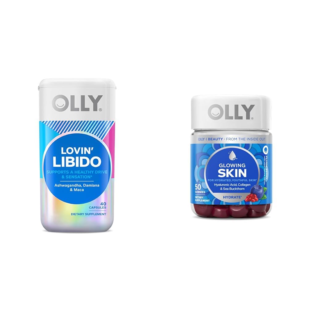 Gélules de Libido LOLLY Lovin pour femmes, 20 jours d'approvisionnement (40 comtes) et Gummy Glowing Skin, 25 jours d'approvisionnement (50 comtes)