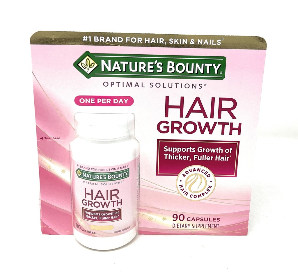 Supplément de croissance des cheveux de la nature, 1 par jour, cliniquement montré pour soutenir les cheveux épais, plus pleins, avec Biotin, Silicon & Arginine, 90 Capsules