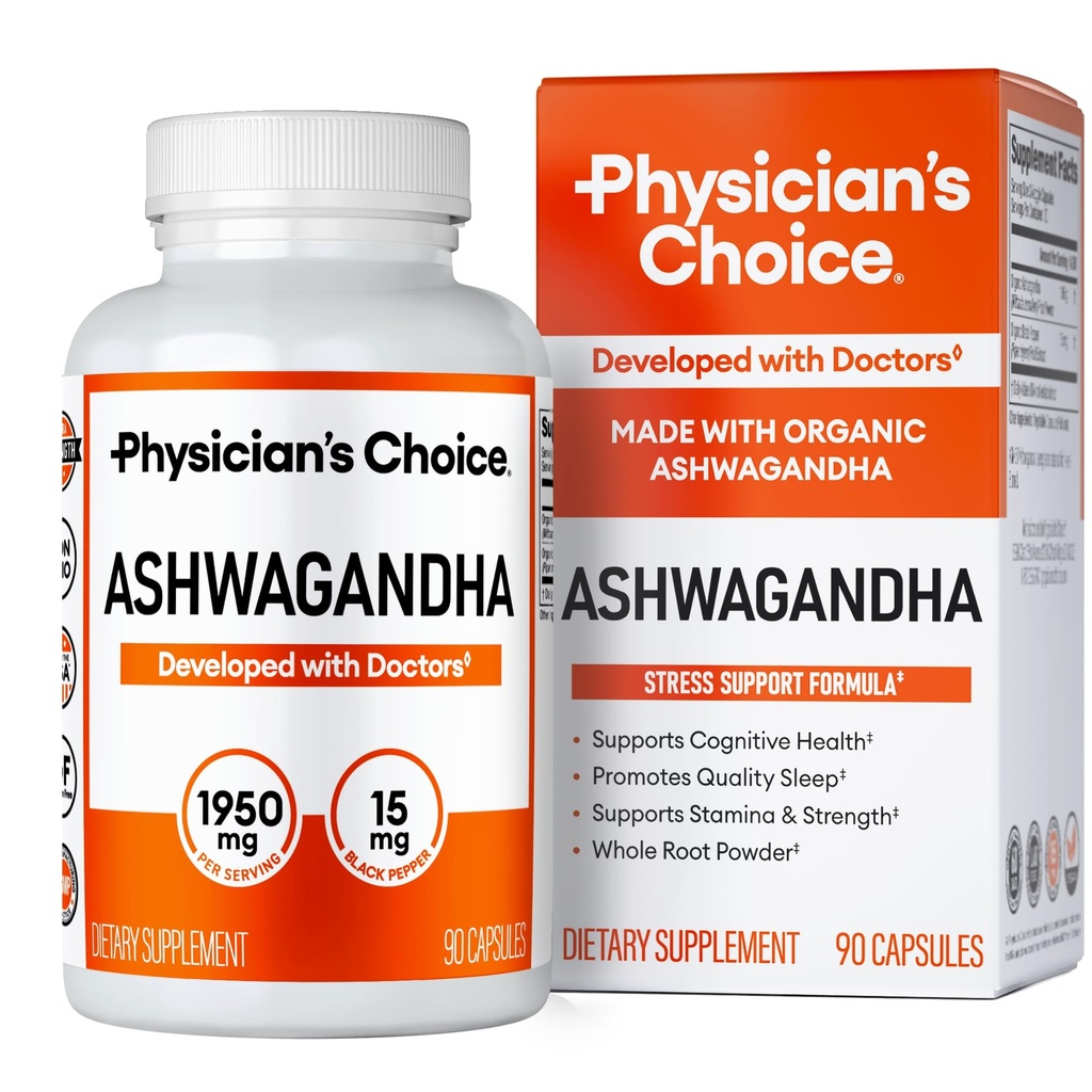 Arts KEUZE Ashwagandha Supplement - 1950mg Biobeschikbaarheid Biologische Ashwagandha Wortelpoeder - Black Pepper Extract, Stress Support, Mood Support Supplement, 90 Veggie Ashwagandha Capsules