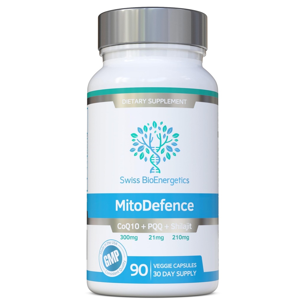 MitoDefence - 300mg CoQ10 avec 21mg PQQ et 210mg Shilajit Dose quotidienne - Support Mitochondrial tout-en-ONE avec absorption améliorée - Fabriqué et testé aux États-Unis