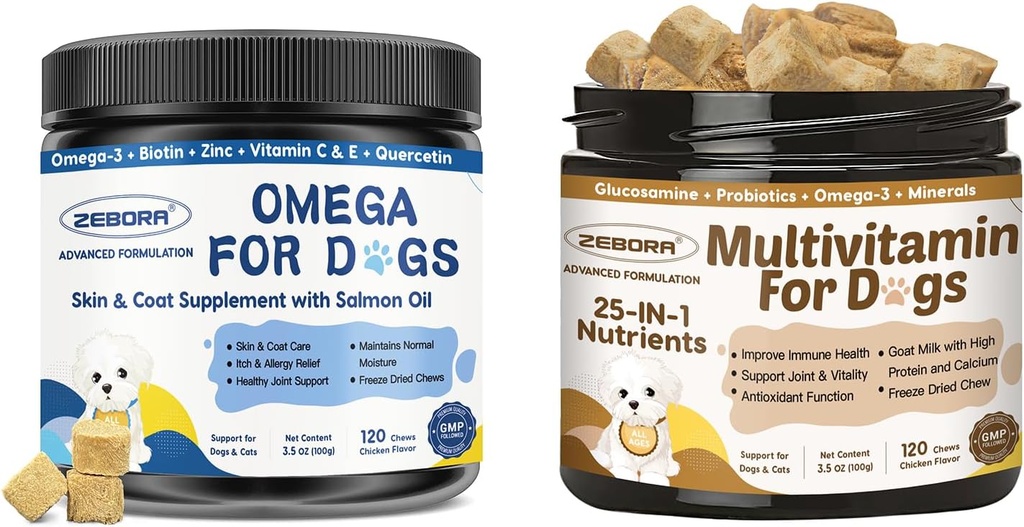 Omega 3 & Multivitamine voor honden algemene gezondheid