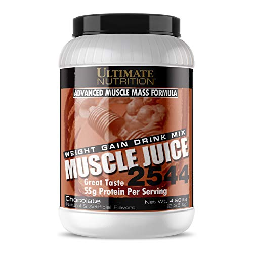 Ultimate Nutrition Jus musculaire, Mélange de boisson gain de poids - Poudre d'entraînement gain de masse pour les hommes et les femmes - Supplément pour la croissance musculaire maigre et le soutien immunitaire avec 55g de protéines - chocolat, 4.96lb