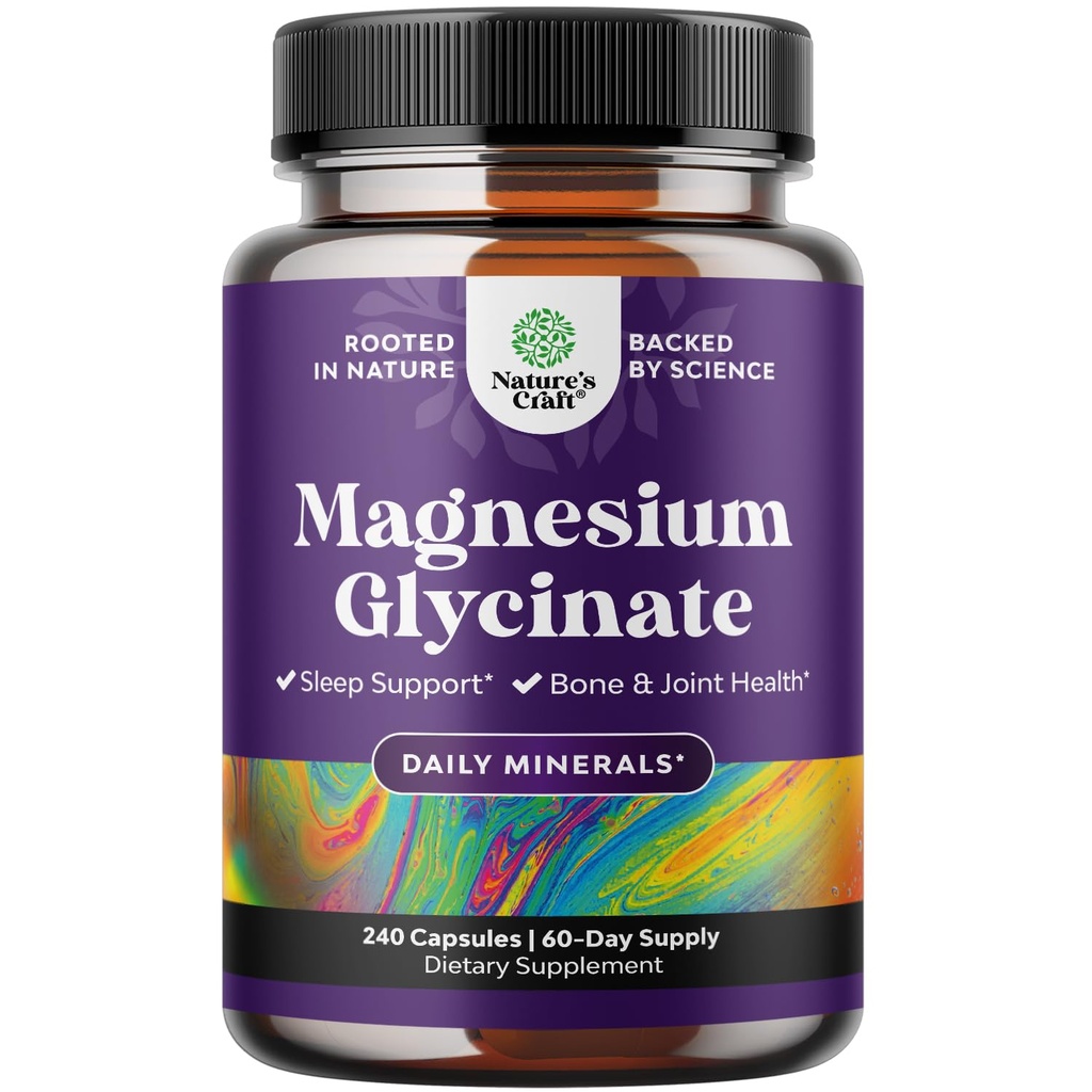 Pure Magnesium Glycinate Supplement 400mg Per Serving - Vegan High Absorptie Chelated Magnesium Capsules for Women & Men with Elemental 400mg for Mood Sleep and Relaxation Support - 240 Tel.