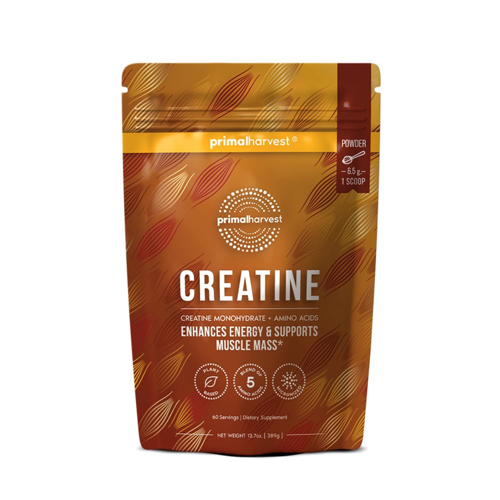 Primal Oogst Creatine Powder Supplement voor mannen en vrouwen fitness, trainingen en spiergroei, om te helpen bevorderen herstel, kracht, energie en duurzaamheid (1)
