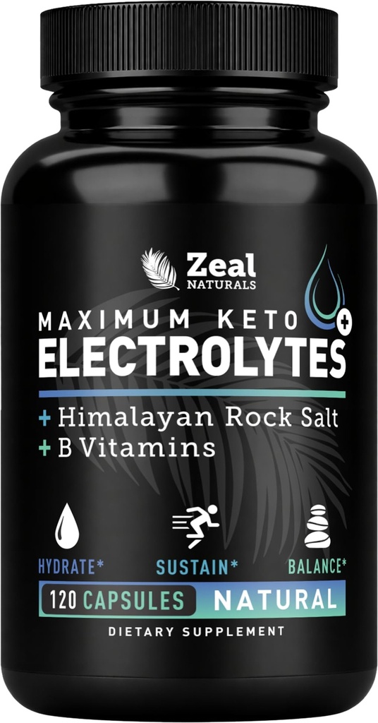 Keto Electrolyte Supplement (120 capsules) Maximale Keto Electrolytes Supplementen Pillen w Roze Himalaya Zout, B Vitaminen, Magnesium en Kalium Supplement - Zout pillen en Electrolyte Tabletten