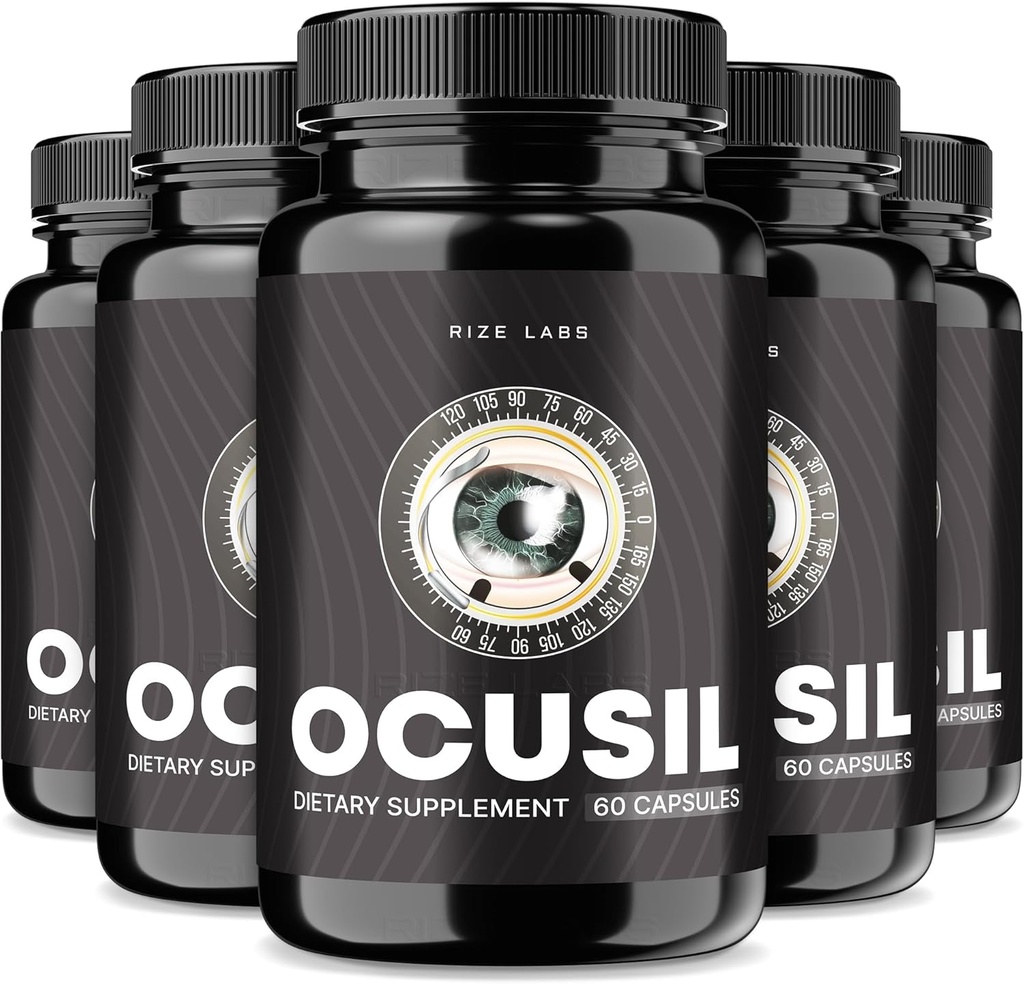 rize labs Ocusil Capsules, Support Eye Supplement, Smeermiddel om concentratie en focus te verbeteren, all-natuurlijke pillen voor gezonde ogen, Ogenzicht - Pak van 5(300 capsules)