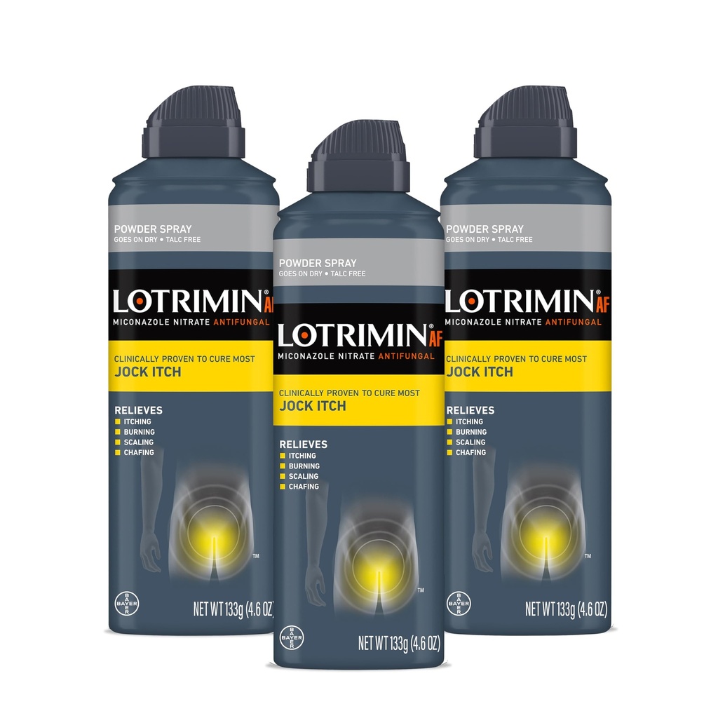 Lotrimin AF Jock Itch Powder Spray, Miconazol Nitraat 2% - Behandeling van de meeste jeuk, 4,6 Ounces (133 Gram) Spray Can (Pack 3)