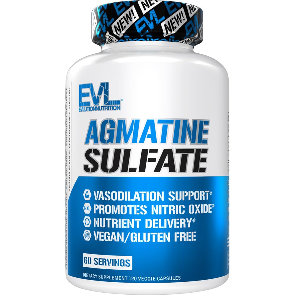 Evlutie Voeding Agmetinesulfaat Nitrikoxide Capsules - Hoge sterkte Agmetinesulfaat Nitrikoxide Supplement voor hoge intensiteit Pumps Spiergroei Herstel en prestaties - 60 porties