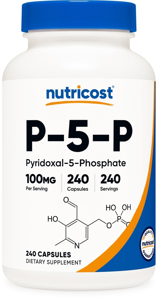 Nutricost P5P Vitamine B6 Supplément 100mg, 240 Capsules (Pyridoxal-5-Phosphate) - Végétarien amical, non-OGM, sans gluten