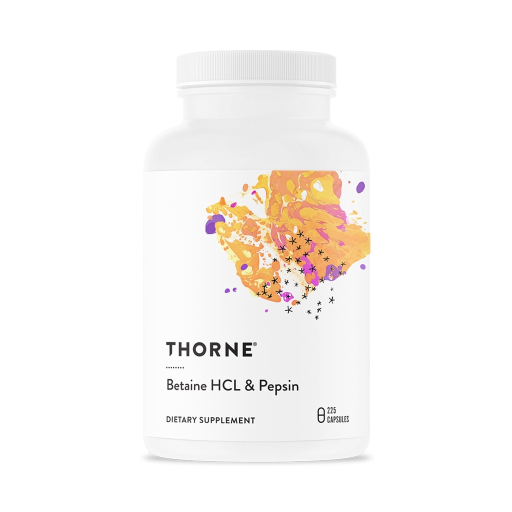 THORNE - Betaine HCL & Pepsine - Digestieve enzymen voor eiwitverdeling en absorptie* - 225 capsules